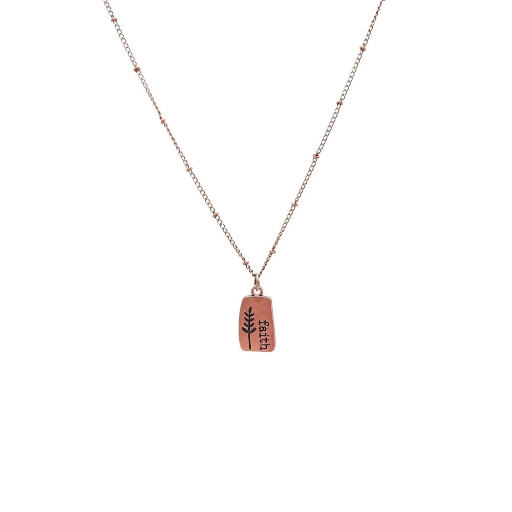 Copper Tone Faith Over Fear Necklace Inspirational Pendant Jewelry - Picture 3 of 5